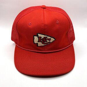 Vtg Kansas City Chiefs NFL Snapback Hat Red Rope Style Adjustable Cap KC Logo